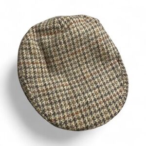Classic Houndstooth Tweed Flat Cap - Brown